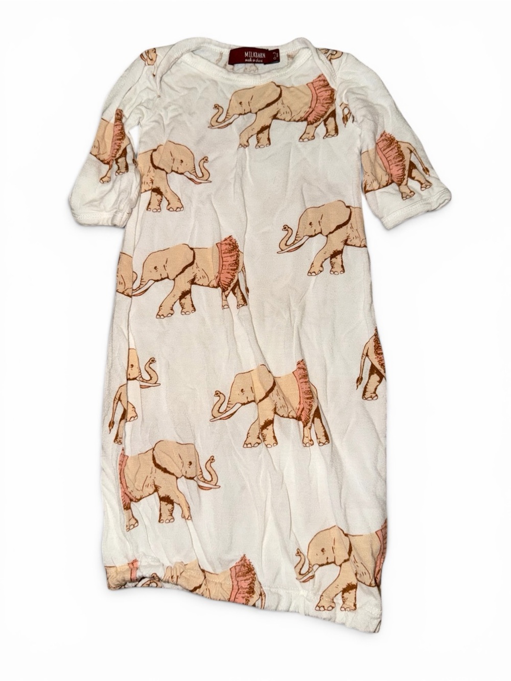 Milkbarn Bamboo Baby Sleep Gown Elephant Tutu Print 0-3M Rayon from Bamboo
